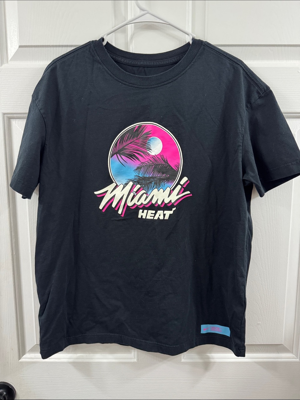 Nike Black Miami Heat Retro Palm Sunset Graphic Tee